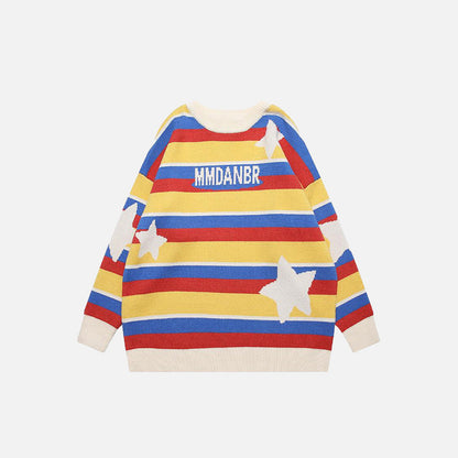 Striped Loose Star Knitted Sweater