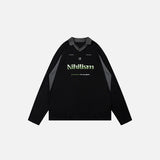 Front view of the black Nihilist Creed Polo Shirt in a gray background