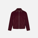 Front view of the red Loose Solid Color Padded Jacket in a gray background 