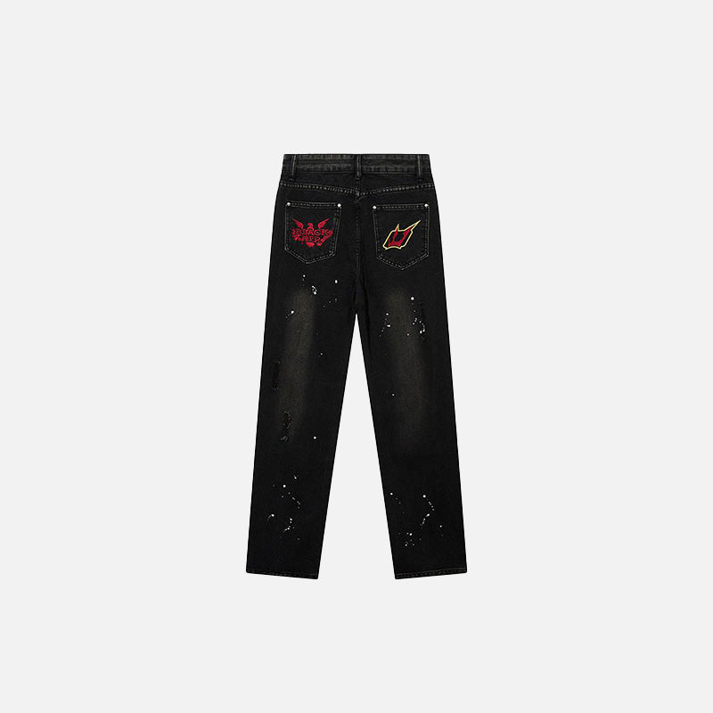 Ripped Ink Splashed Denim Jeans