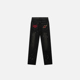 Ripped Ink Splashed Denim Jeans