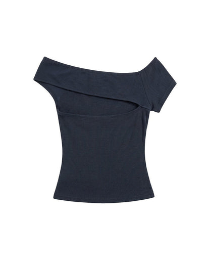 Off-Shoulder Fitted Graphic Tee