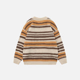 Embroidery Contrast Color Striped Sweater
