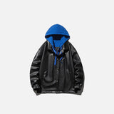 Solid Color Hooded Leather Jacket