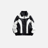 Contrast Colors Leather Biker Jacket