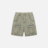 Khaki Baggy Multi-pocket Denim Pants