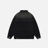 Embroidery Star Patch Washed Denim Jacket