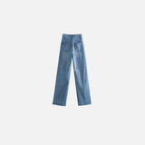 High Waist Hollow Ripped Blue Jeans