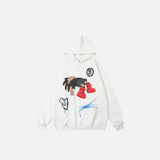 Loose Punk Boy Graphic Print Hoodie