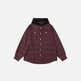 Front view of the red Timberline Jacket in a gray background