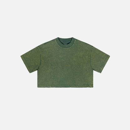 Women's Washed Stitching Crop Top