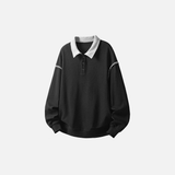 Versatile Faux Two Piece Polo Sweatshirt