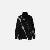 Stitched Turtleneck Black Sweater