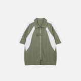 Front view of the green Splicing Color Oversized Shirt in a gray background 