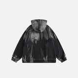 Zip-up Black Washed Gradient Denim Hoodie