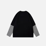 Sleeve Striped Patchwork Sweatshirt
