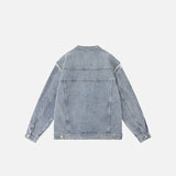Detachable Sleeve Zip-up Denim Jacket