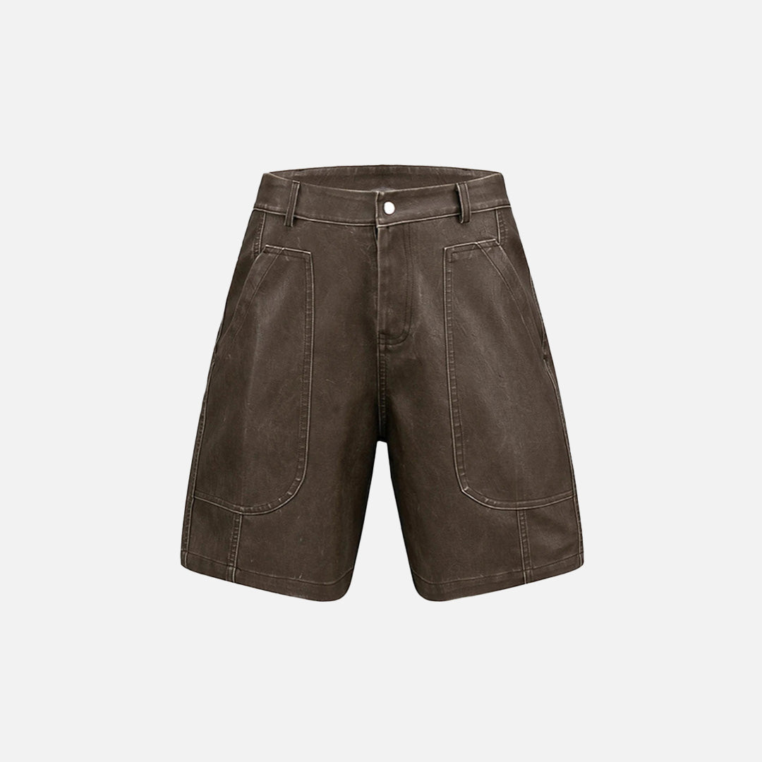 Big Pocket Patchwork Vintage Loose Shorts