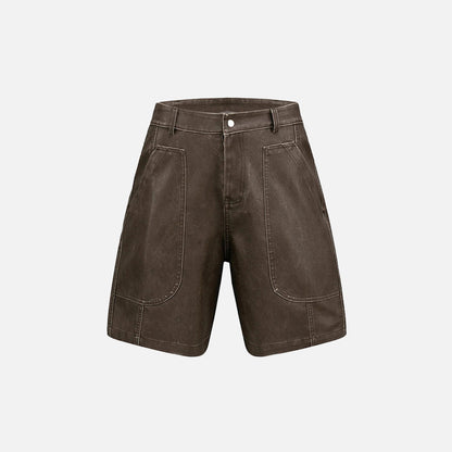 Big Pocket Patchwork Vintage Loose Shorts