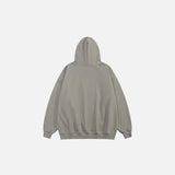 Back view of the khaki Butterfly Printed Loose Hoodie in a gray background 