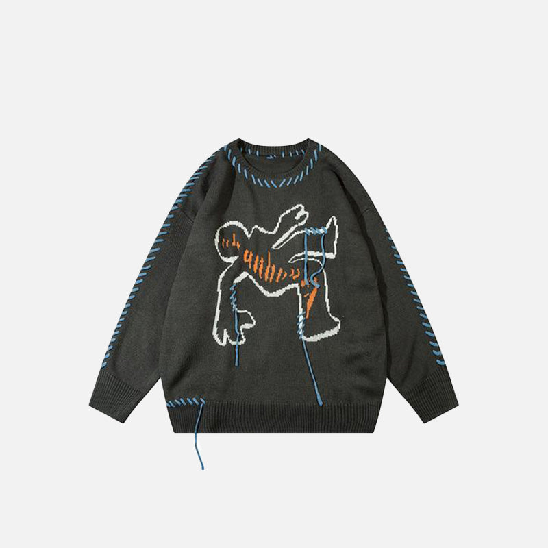 Loose Falling Person Knitted Sweater