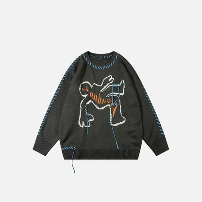 Loose Falling Person Knitted Sweater