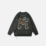Loose Falling Person Knitted Sweater