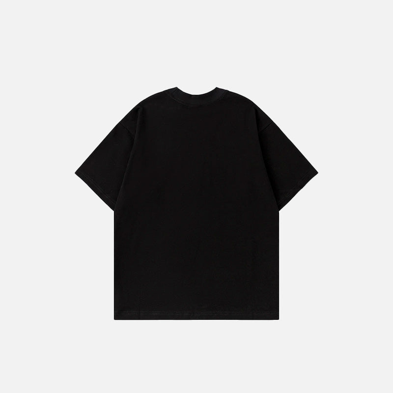 Back view of the black Y2K Butterfly Embroidery T-Shirt in a gray background 