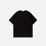 Back view of the black Y2K Butterfly Embroidery T-Shirt in a gray background 