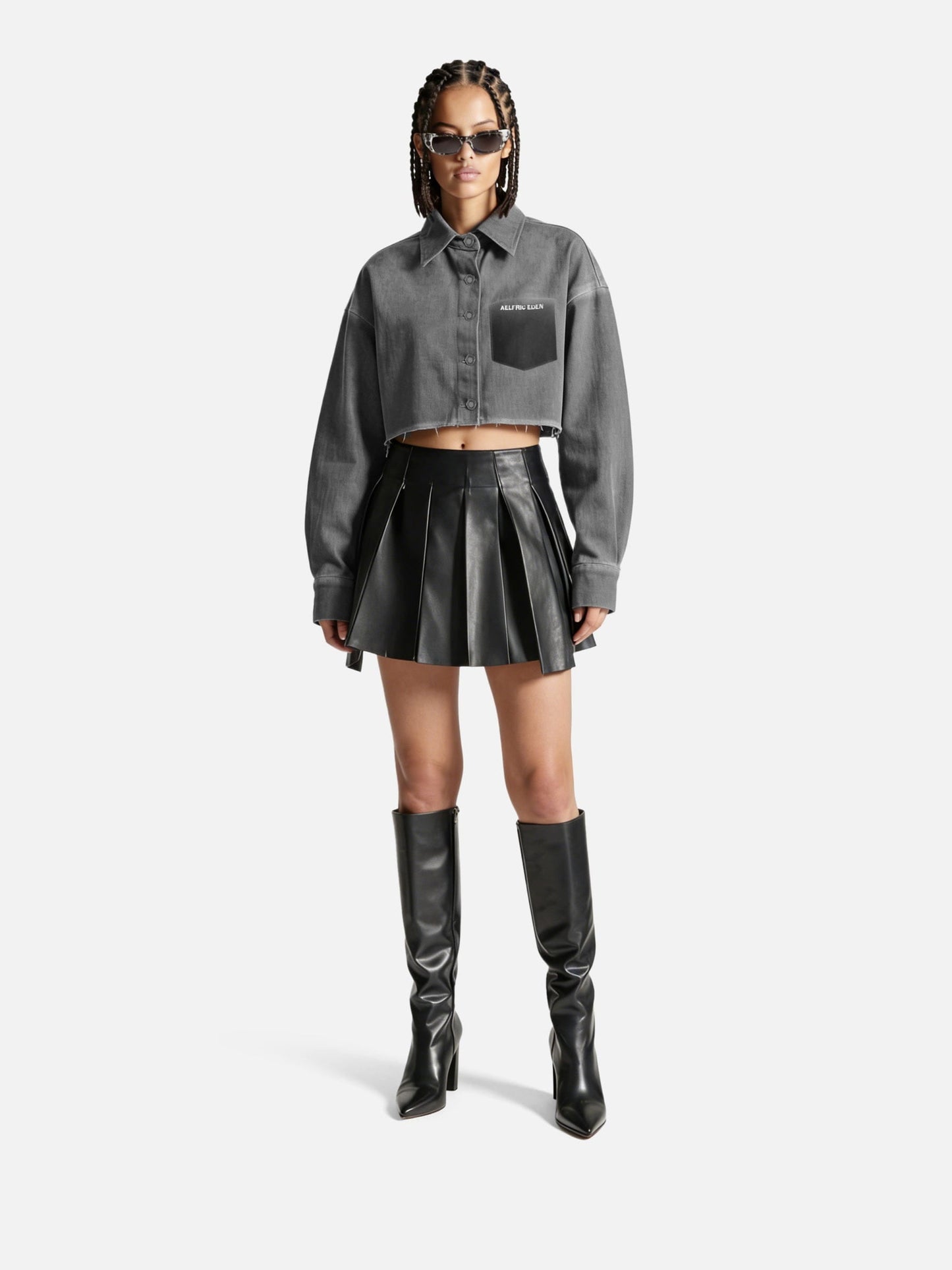 Cropped Washed Long Sleeve Shirt