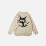 Loose Shocked Cat Ripped Sweater