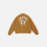 Back view of the yellow Y2k Loose Boxing Jacket in a gray background 