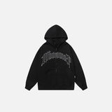 Retro Cross Letter Print Hoodie
