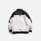 Oversized Color Block Leather Varsity Jacket