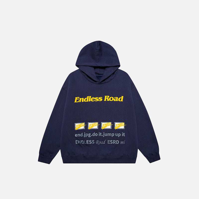"Endless Road" Letter Print Hoodie