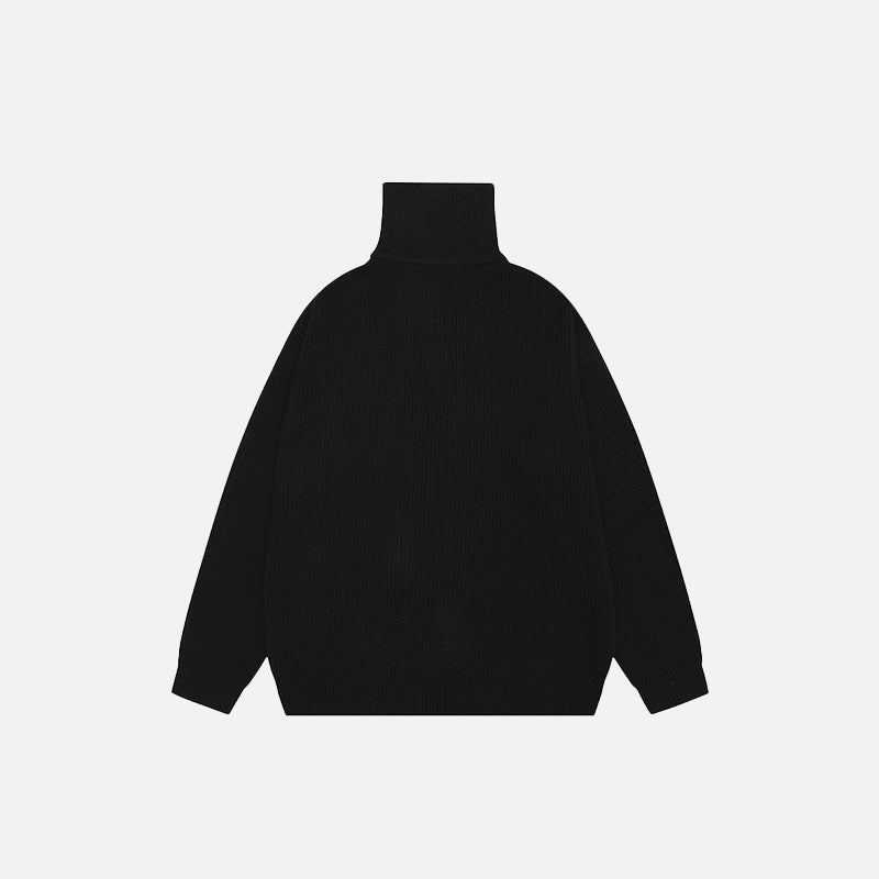 Back view of the black Y2k Letter Embroidery Oversized Sweater in a gray background 