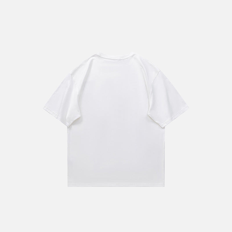 Back view of the white Loose Baseball T-shirt in a gray background