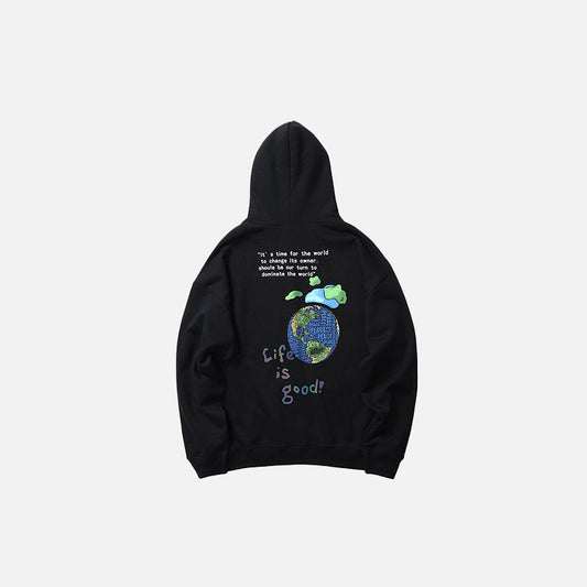 "Life is good" Earth Print Hoodie