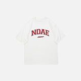 Front view of the white Oversized Loose T-Shirt in a gray background 