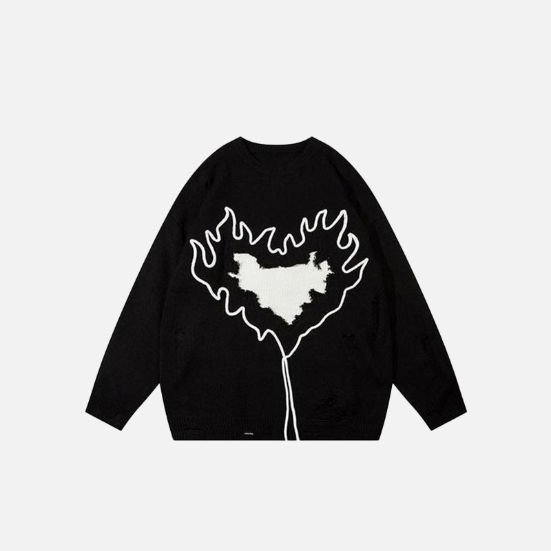 Fiery Heart Loose Knitted Sweater