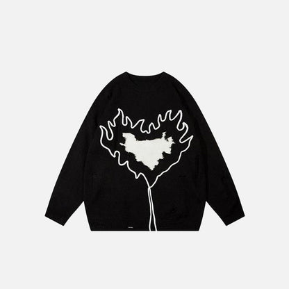 Fiery Heart Loose Knitted Sweater