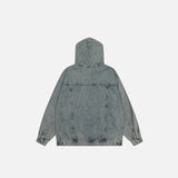 Denim Jeans Patch Pockets Hoodie