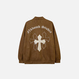 Cross Print Varsity Jacket