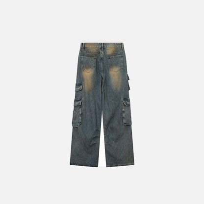 Wide-leg Multi Pocket Cargo Jeans