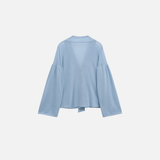 Light Blue French Casual Knitted T-Shirt