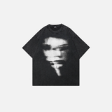 Retro Washed Black Blurry Faces T-Shirt
