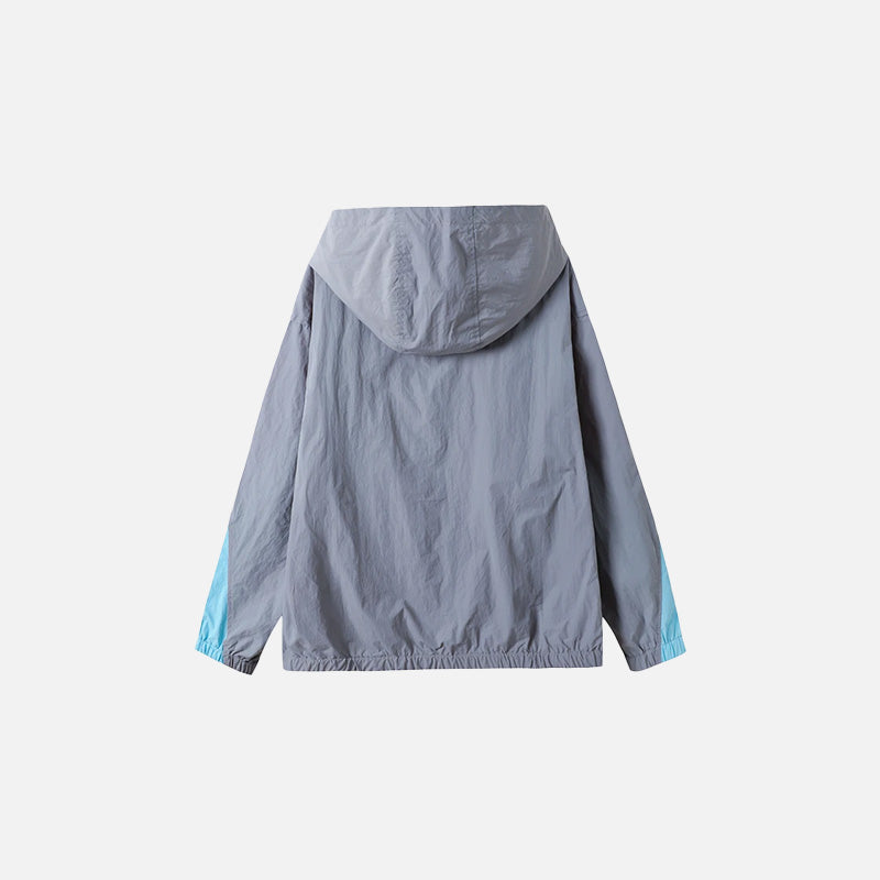 Back view of the gray Windbreaker Reflective Jacket in a gray background