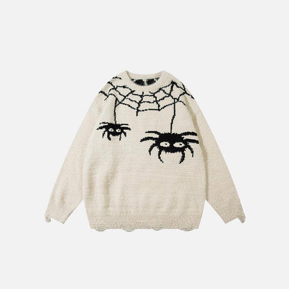 Spider Embroidery Oversized Sweater