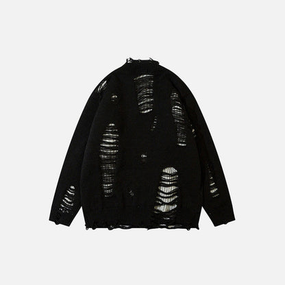 Y2K Ripped V-neck Knitted Cardigan