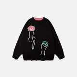 Funny Faces Pattern Ripped Sweater